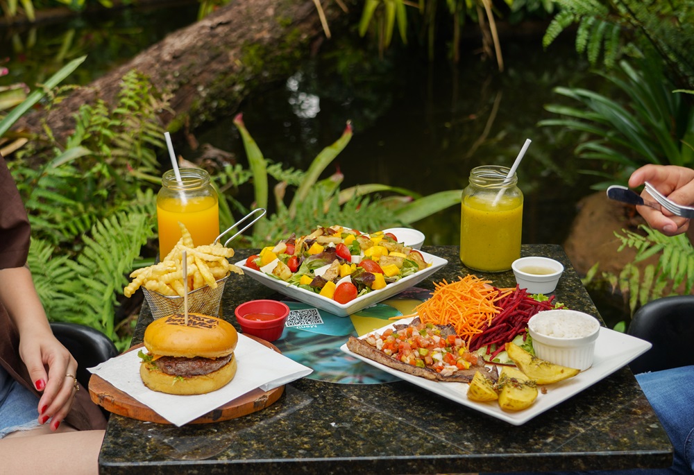 Uma refeição completa no Restaurante Sabores da Floresta.